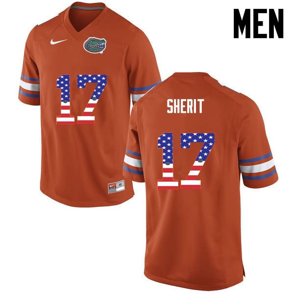 NCAA Florida Gators Jordan Sherit Men's #17 USA Flag Fashion Nike Orange Stitched Authentic College Football Jersey XEO2864GE